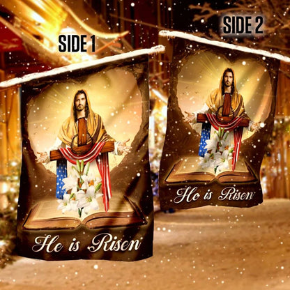 He Is Risen Jesus Christ House Flags, Christian Flag, Scripture Flag, Garden Banner