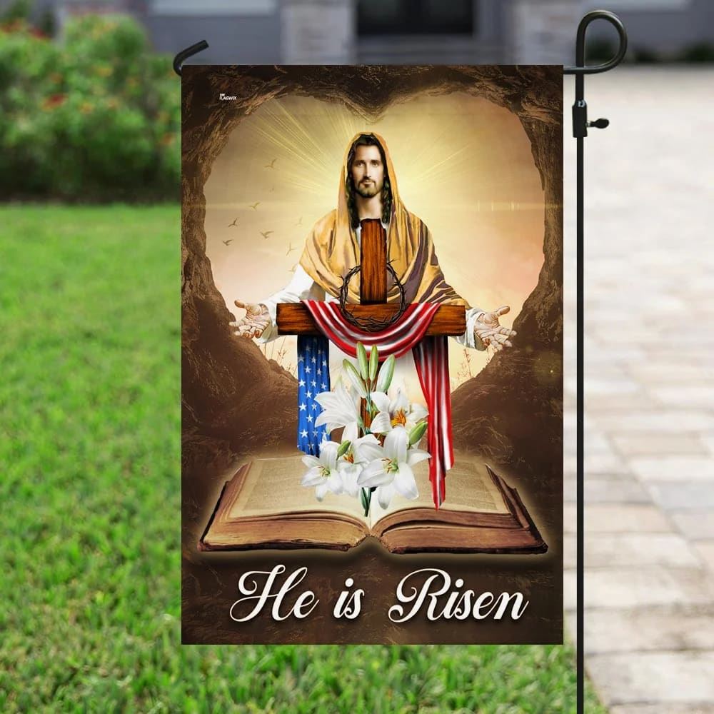He Is Risen Jesus Christ House Flags, Christian Flag, Scripture Flag, Garden Banner