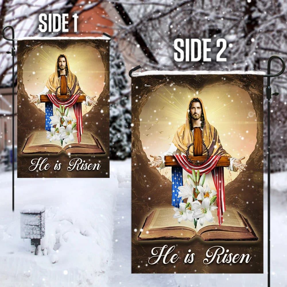 He Is Risen Jesus Christ House Flags, Christian Flag, Scripture Flag, Garden Banner