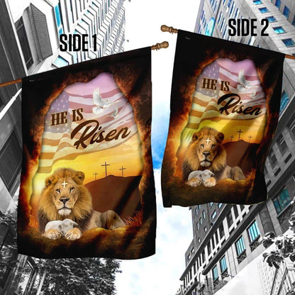 He Is Risen Jesus Christ Lion And Lamb Flag, Outdoor Christian House Flag, Christian Flag, Scripture Flag, Garden Banner