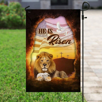 He Is Risen Jesus Christ Lion And Lamb Flag, Outdoor Christian House Flag, Christian Flag, Scripture Flag, Garden Banner