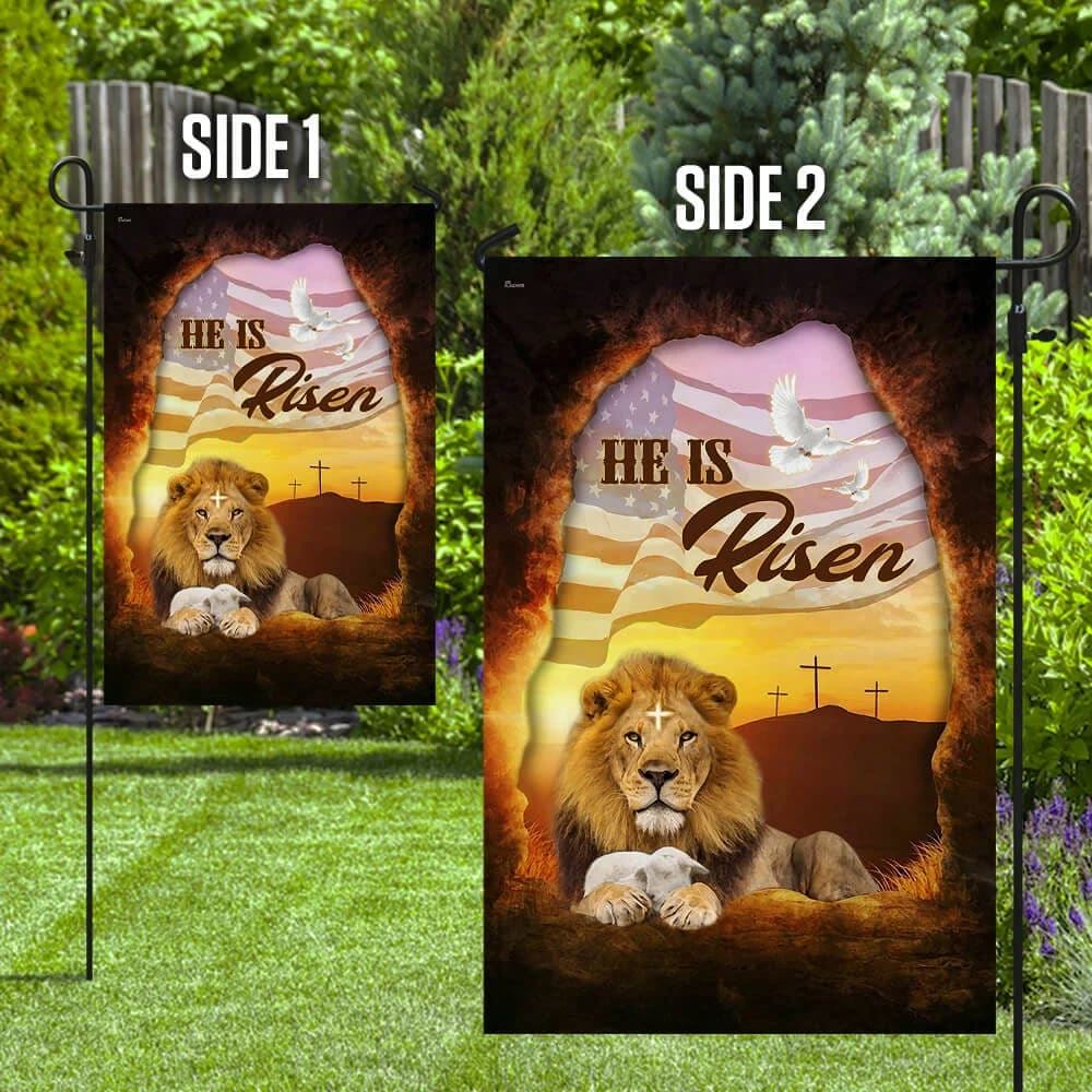 He Is Risen Jesus Christ Lion And Lamb Flag, Outdoor Christian House Flag, Christian Flag, Scripture Flag, Garden Banner