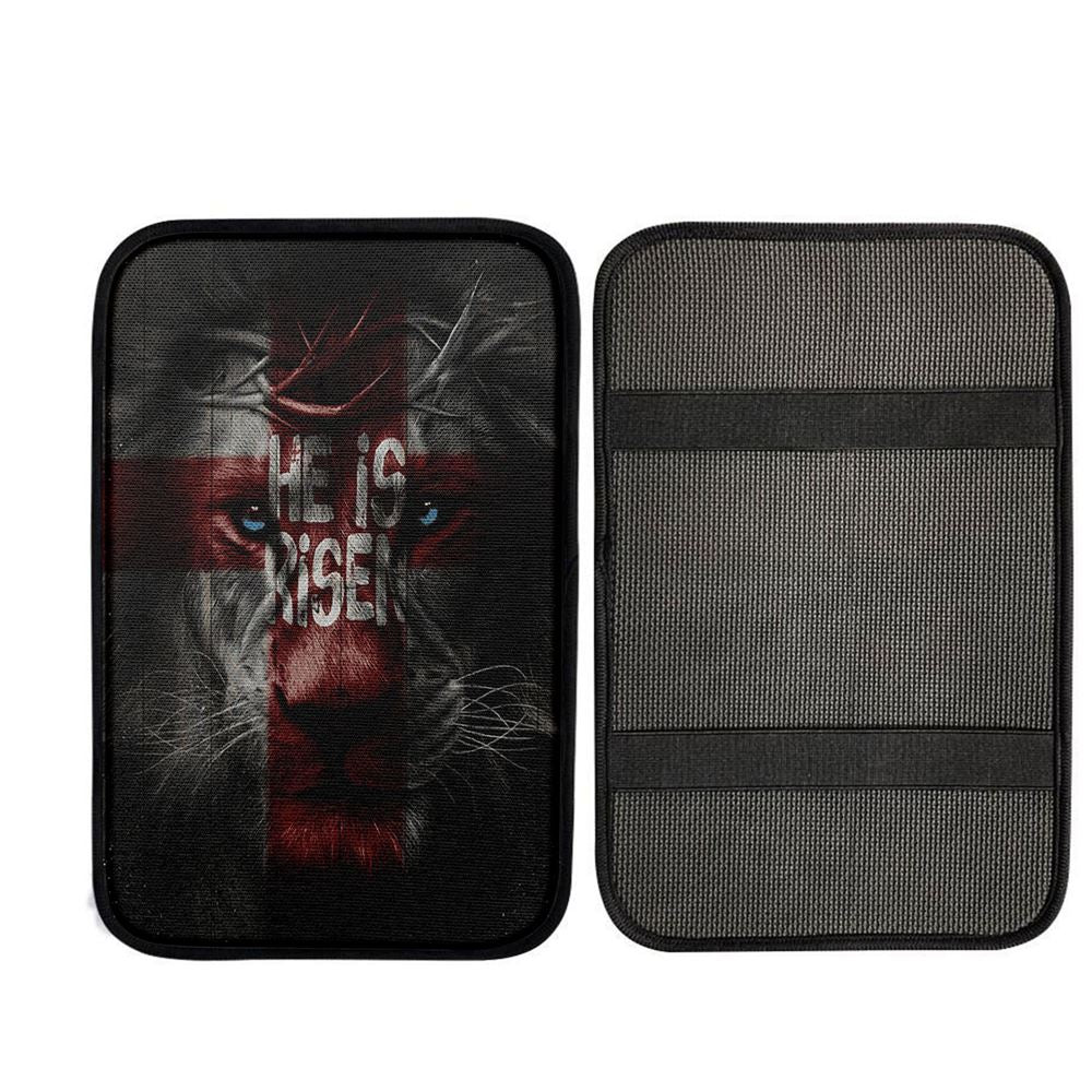 He Is Risen Lion Cross Car Center Console Cover, Christ Car Armrest Accessories