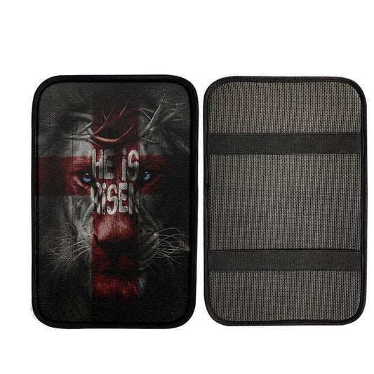 He Is Risen Lion Cross Car Center Console Cover, Christ Car Armrest Accessories