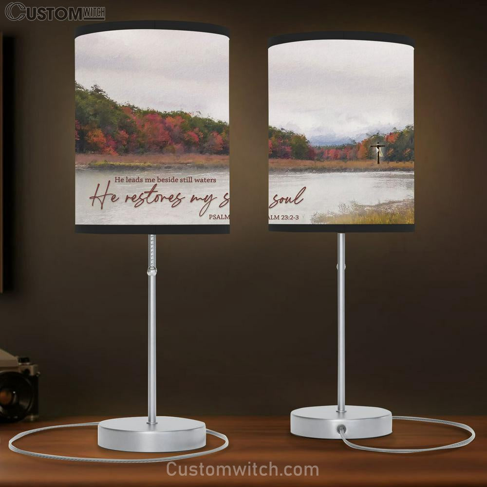 He Leads Me Beside Still Waters He Restores My Soul Table Lamb Print - Inspirational Table Lamb Art - Scripture Lamb Gift
