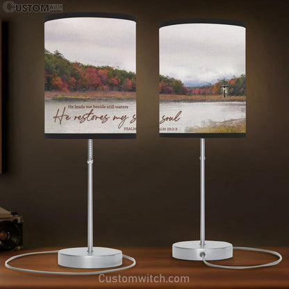 He Leads Me Beside Still Waters He Restores My Soul Table Lamb Print - Inspirational Table Lamb Art - Scripture Lamb Gift