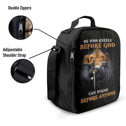 He Who Kneels Before God Can Stand Before Anyone Lunch Bag, Christian Lunch Bag, Religious Lunch Box For School, Picnic