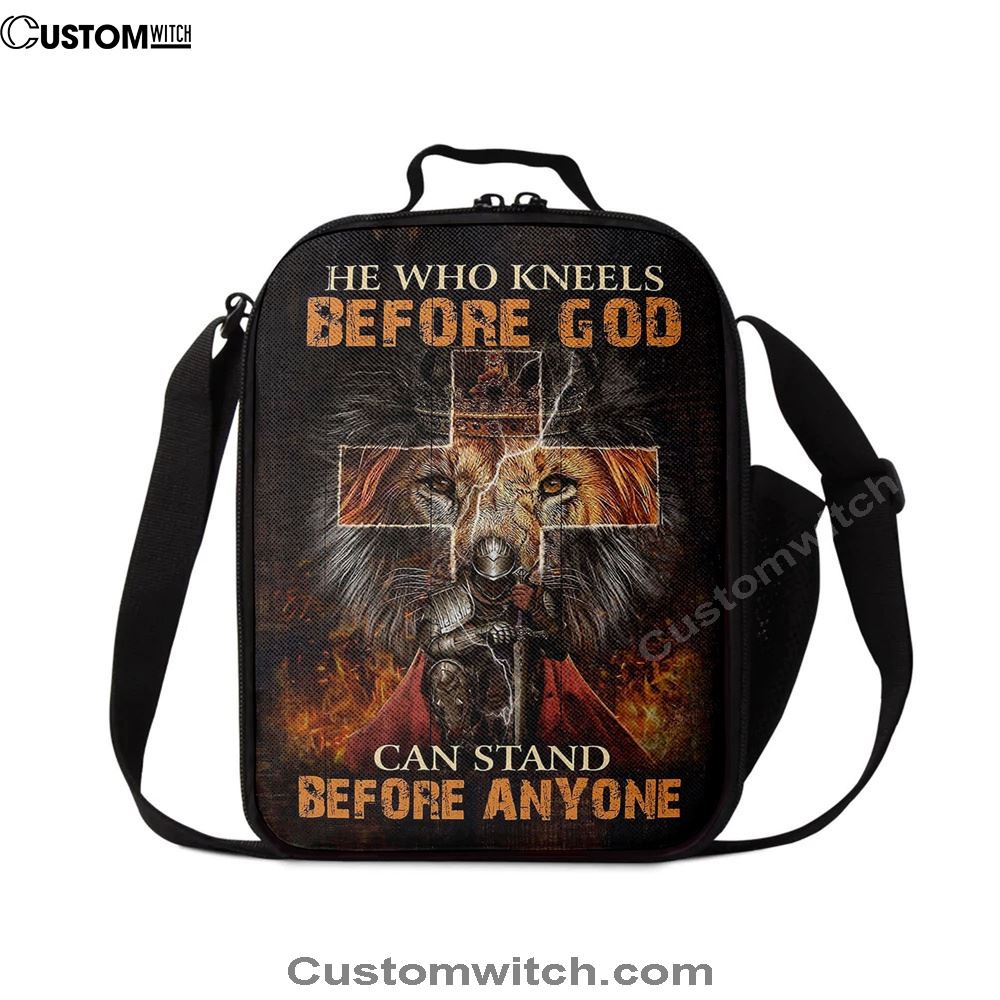 He Who Kneels Before God Lunch Bag, Warrior Of Christ Lion Of Judah Lunch Bag, Christian Lunch Bag, Religious Lunch Box For School, Picnic