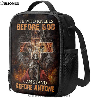 He Who Kneels Before God Lunch Bag, Warrior Of Christ Lion Of Judah Lunch Bag, Christian Lunch Bag, Religious Lunch Box For School, Picnic