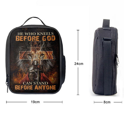 He Who Kneels Before God Lunch Bag, Warrior Of Christ Lion Of Judah Lunch Bag, Christian Lunch Bag, Religious Lunch Box For School, Picnic