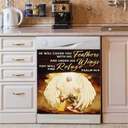 He Will Cover You With His Feathers Dishwasher Cover, Christian Dishwasher Stickers