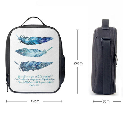 He Will Cover You With His Feathers Lunch Bag, Psalm 91 4, Christian Lunch Bag, Religious Lunch Box For School, Picnic