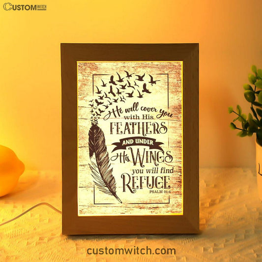 He Will Cover You With His Feathers Psalm 914 Bible Verse Decor Art - Bible Verse Decor - Scripture Art