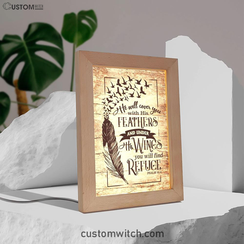 He Will Cover You With His Feathers Psalm 914 Bible Verse Decor Art - Bible Verse Decor - Scripture Art