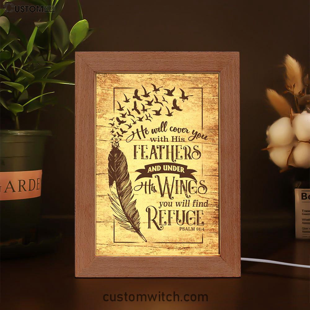 He Will Cover You With His Feathers Psalm 914 Bible Verse Decor Art - Bible Verse Decor - Scripture Art