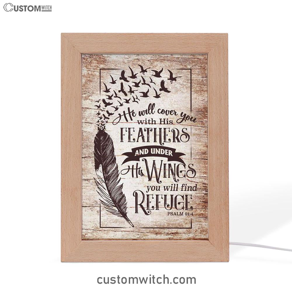 He Will Cover You With His Feathers Psalm 914 Bible Verse Decor Art - Bible Verse Decor - Scripture Art