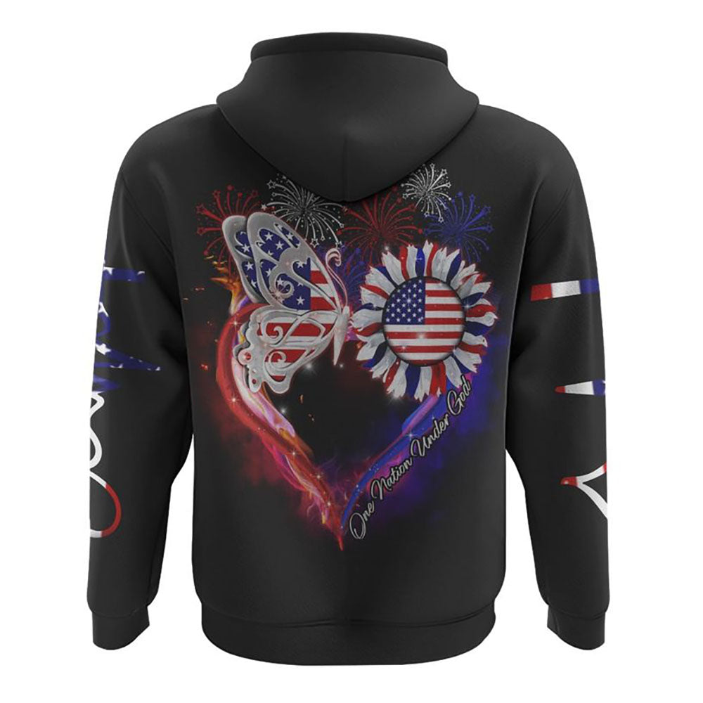 Heart Butterfly Firework All Over Print 3D Hoodie, Christian Hoodie, Christian Sweatshirt, Bible Verse Shirt