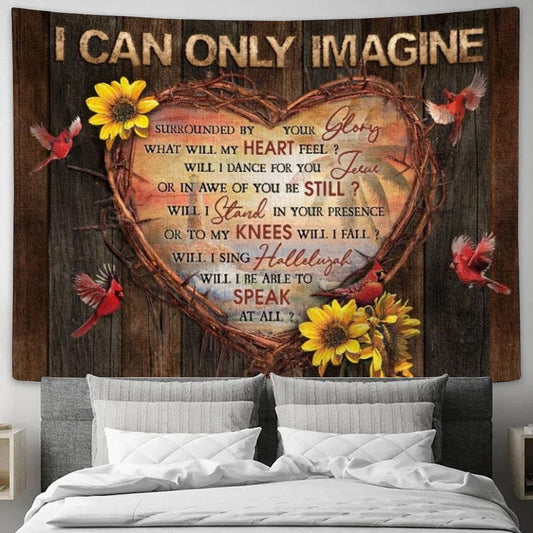 Heart Of Thorn Sunflower Red Cardinal I Can Only Imagine Tapestry, Tapestries for Living Room Bedroom