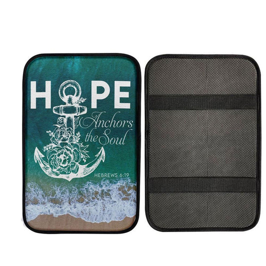 Hebrews 619 Hope Anchors The Soul Car Center Console Cover, Cross Car Interior Accessories