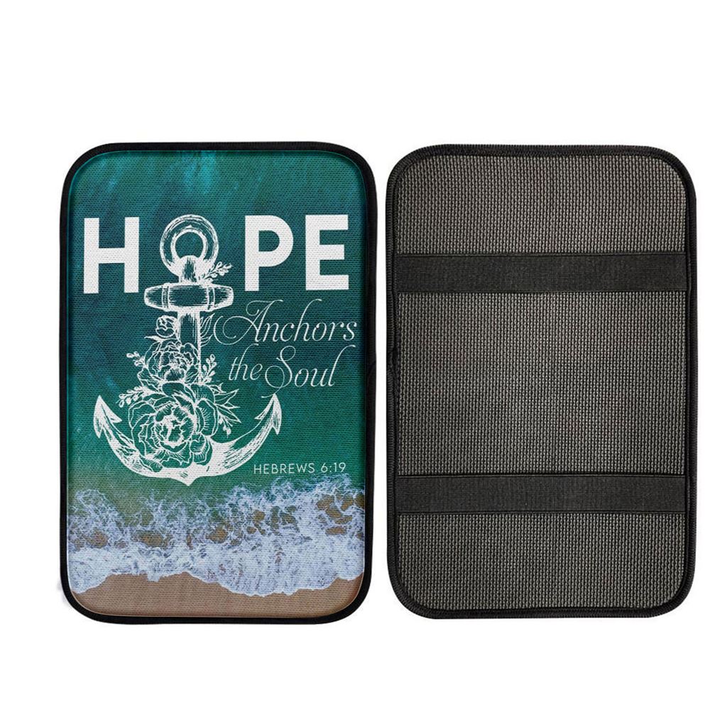 Hebrews 619 Hope Anchors The Soul Car Center Console Cover, Religious Car Interior Accessories