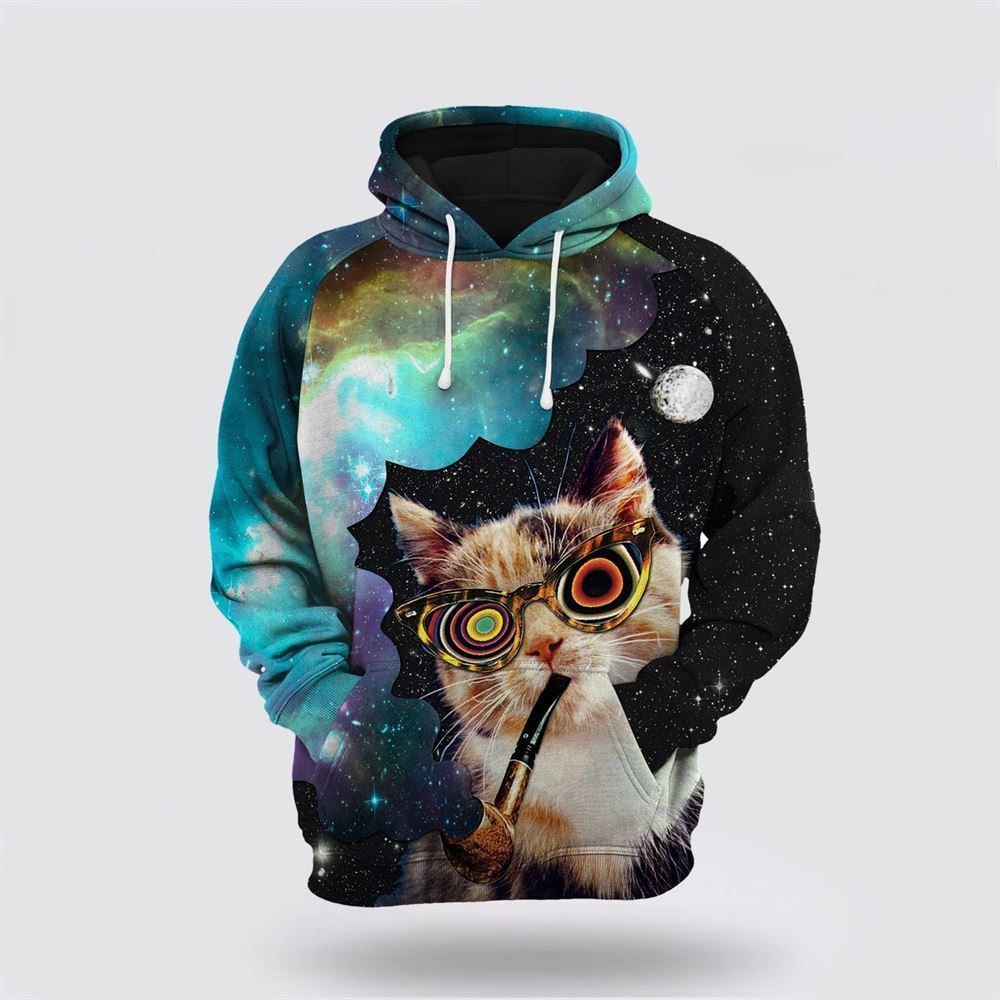 High Cat All Over Print 3D Hoodie For Men And Women, Christmas Cat Hoodie, Christmas Hoodie Cute, Christmas Fashion