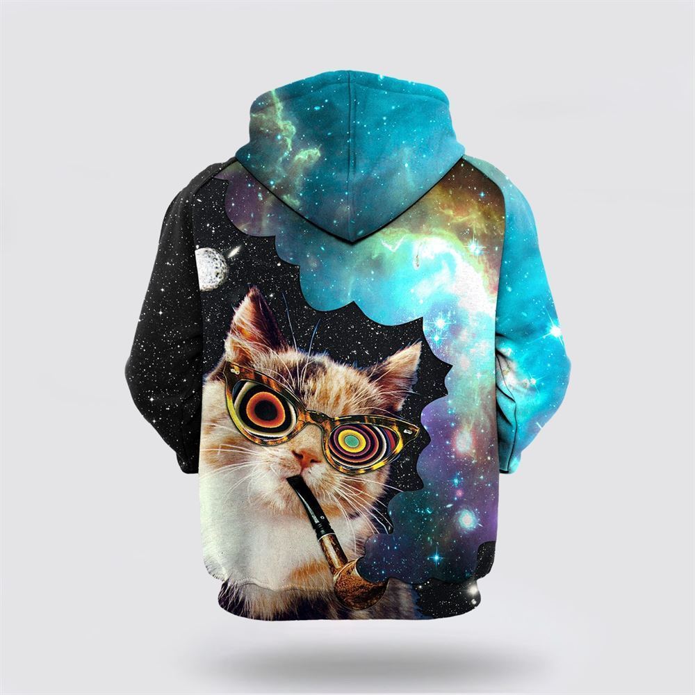 High Cat All Over Print 3D Hoodie For Men And Women, Christmas Cat Hoodie, Christmas Hoodie Cute, Christmas Fashion