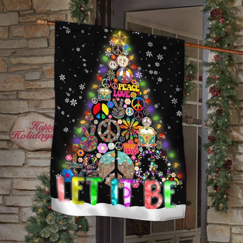 Hippie Christmas Tree Flag Let It Be Flag, Christmas Garden Flag, Home Decor Accessories, Christmas Outdoor Decor Ideas