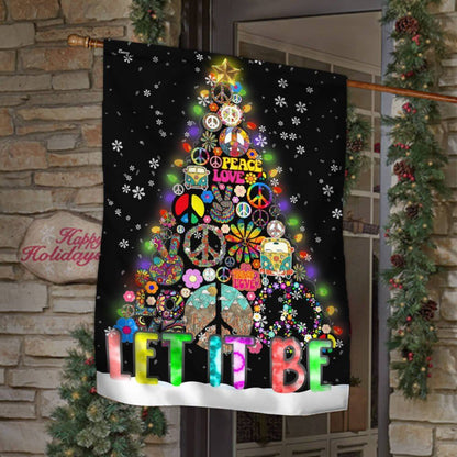 Hippie Christmas Tree Flag Let It Be Flag, Christmas Garden Flag, Home Decor Accessories, Christmas Outdoor Decor Ideas