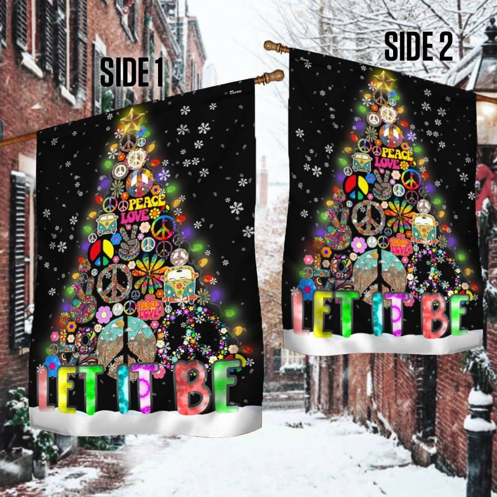 Hippie Christmas Tree Flag Let It Be Flag, Christmas Garden Flag, Home Decor Accessories, Christmas Outdoor Decor Ideas