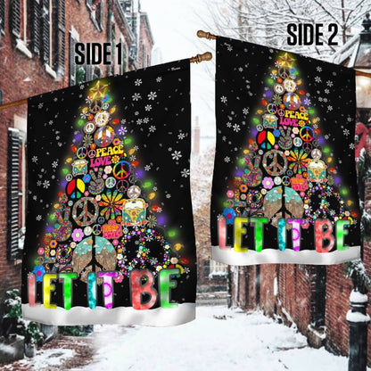 Hippie Christmas Tree Flag Let It Be Flag, Christmas Garden Flag, Home Decor Accessories, Christmas Outdoor Decor Ideas