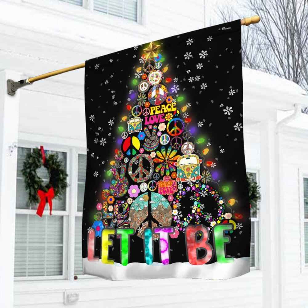Hippie Christmas Tree Flag Let It Be Flag, Christmas Garden Flag, Home Decor Accessories, Christmas Outdoor Decor Ideas