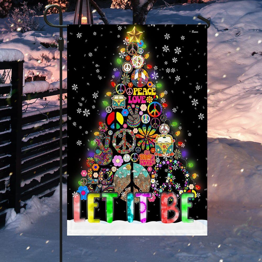 Hippie Christmas Tree Flag Let It Be Flag, Christmas Garden Flag, Home Decor Accessories, Christmas Outdoor Decor Ideas