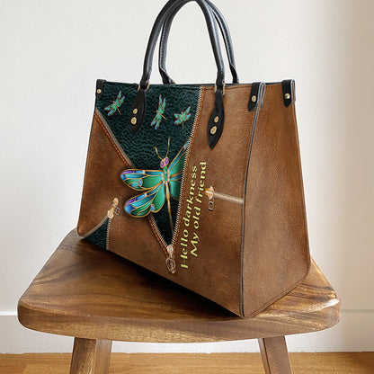 Hippie Dragonfly Hello Darkness My Old Friend 3 Leather Bag, Women's Pu Leather Bag, Best Mother's Day Gifts