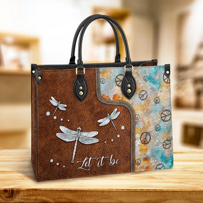 Hippie Dragonfly Let It Be 2 Leather Bag, Women's Pu Leather Bag, Best Mother's Day Gifts