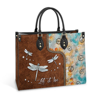 Hippie Dragonfly Let It Be 2 Leather Bag, Women's Pu Leather Bag, Best Mother's Day Gifts