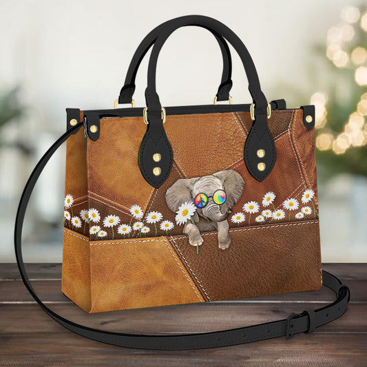 Hippie Elephant Daisy Leather Bag, Women's Pu Leather Bag, Best Mother's Day Gifts