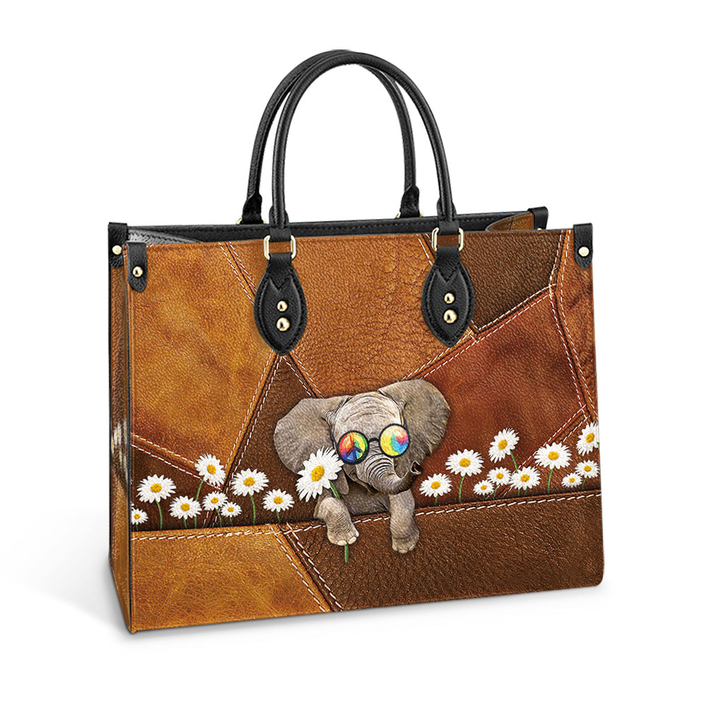 Hippie Elephant Daisy Leather Bag, Women's Pu Leather Bag, Best Mother's Day Gifts