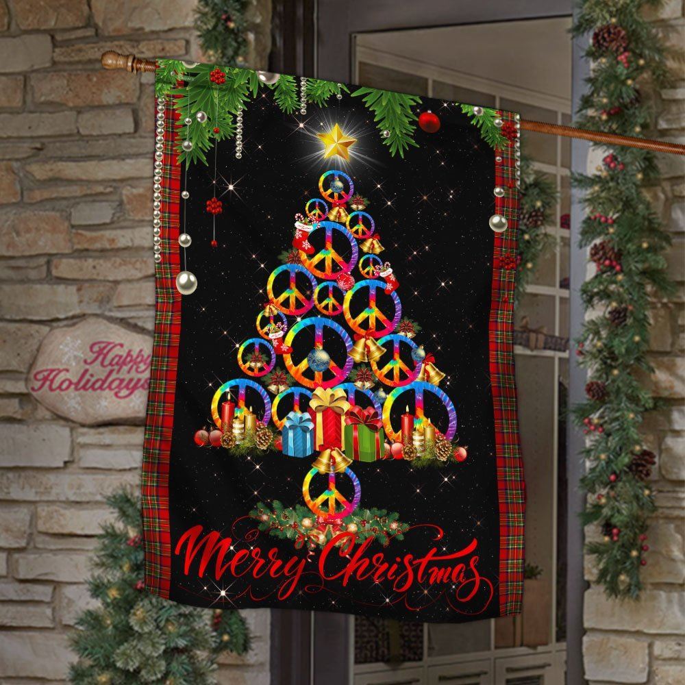 Hippie Flag Merry Christmas Hippie Flag, Christmas Garden Flag, Home Decor Accessories, Christmas Outdoor Decor Ideas