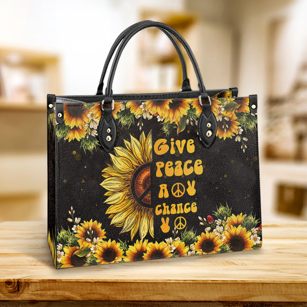 Hippie Give Peace A Chance Pu Leather Bag, Women's Pu Leather Bag, Best Mother's Day Gifts