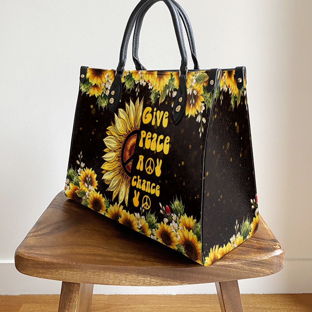 Hippie Give Peace A Chance Pu Leather Bag, Women's Pu Leather Bag, Best Mother's Day Gifts