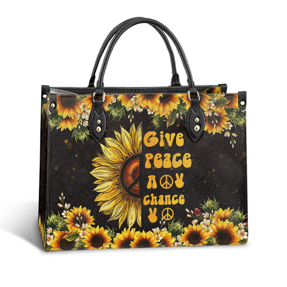 Hippie Give Peace A Chance Pu Leather Bag, Women's Pu Leather Bag, Best Mother's Day Gifts