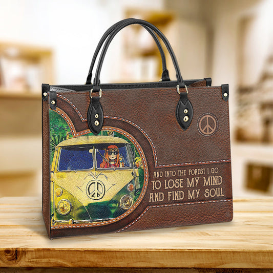 Hippie Into The Forest I Go Leather Bag, Women's Pu Leather Bag, Best Mother's Day Gifts