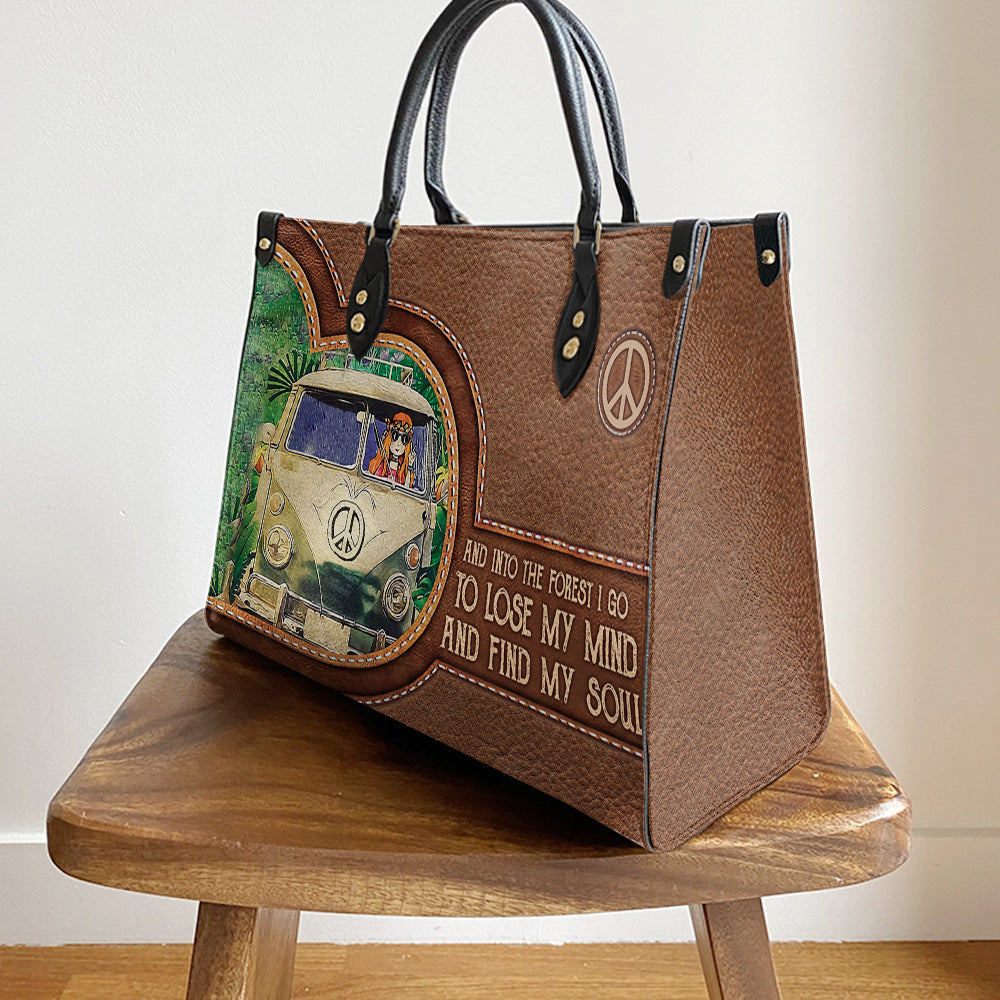 Hippie Into The Forest I Go Leather Bag, Women's Pu Leather Bag, Best Mother's Day Gifts