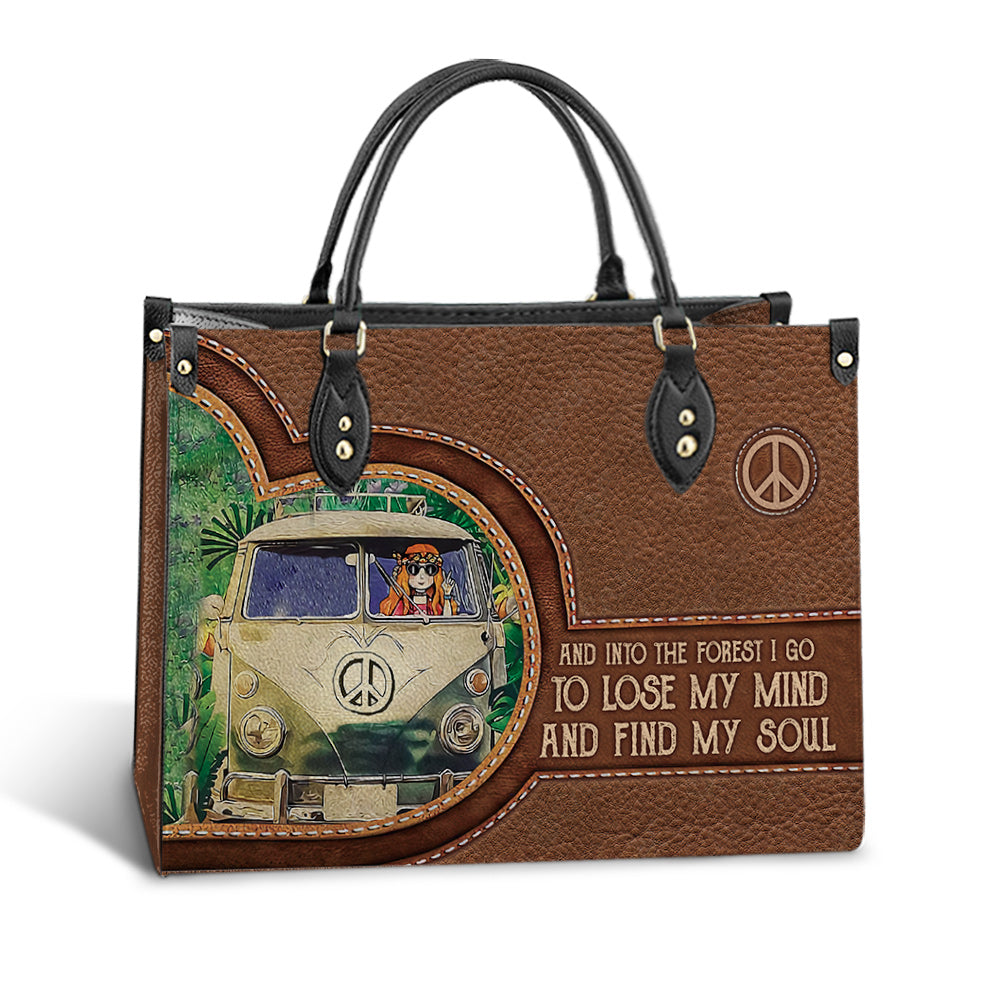 Hippie Into The Forest I Go Leather Bag, Women's Pu Leather Bag, Best Mother's Day Gifts