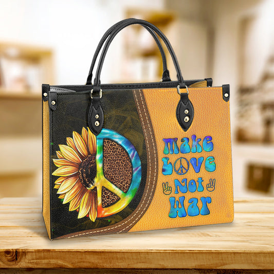 Hippie Make Love Not War PU Leather Bag, Women's Pu Leather Bag, Best Mother's Day Gifts