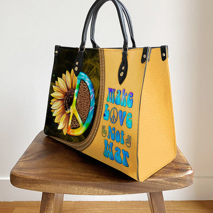 Hippie Make Love Not War PU Leather Bag, Women's Pu Leather Bag, Best Mother's Day Gifts