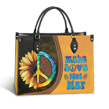 Hippie Make Love Not War PU Leather Bag, Women's Pu Leather Bag, Best Mother's Day Gifts