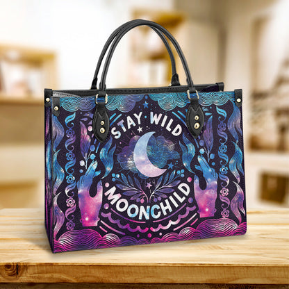 Hippie Stay Wild Moon Child Leather Bag, Women's Pu Leather Bag, Best Mother's Day Gifts