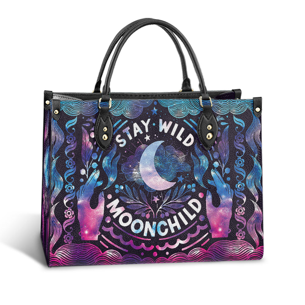 Hippie Stay Wild Moon Child Leather Bag, Women's Pu Leather Bag, Best Mother's Day Gifts