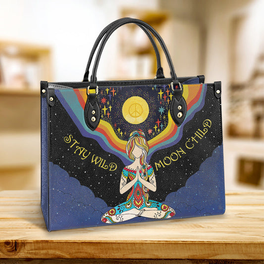 Hippie Stay Wild Moon Child Pu Leather Bag, Women's Pu Leather Bag, Best Mother's Day Gifts